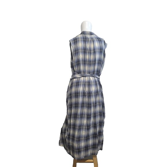 Vince Medium Duster Dress wrap plaid sleeveless belt adjustable open - Picture 7 of 10